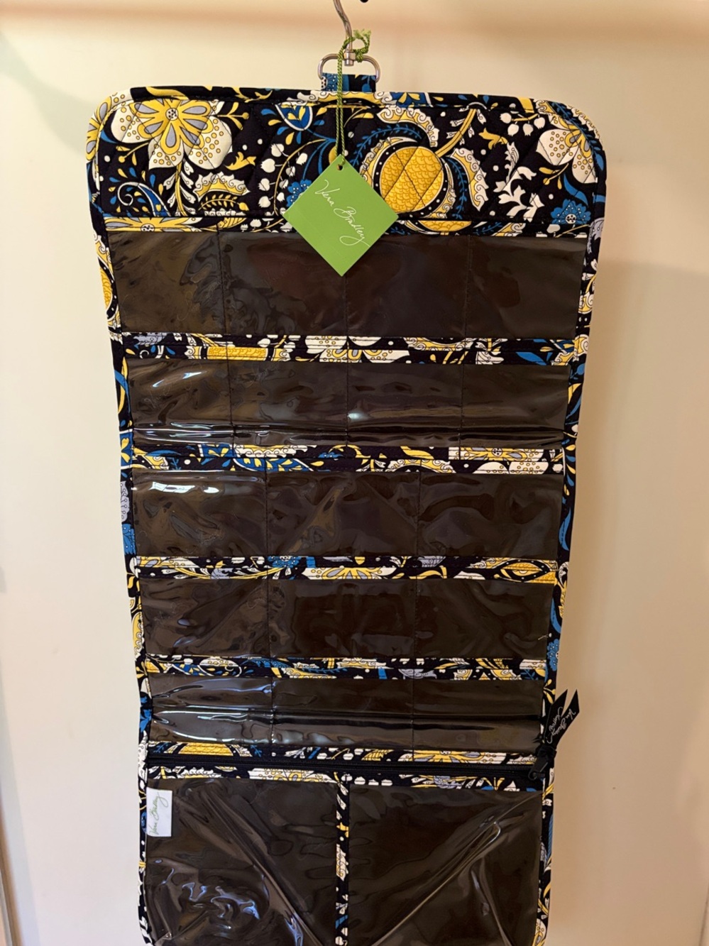 Vera Bradley Navy and Yellow Floral Hanging Ellie Blue Keep it Jewelry Organizer